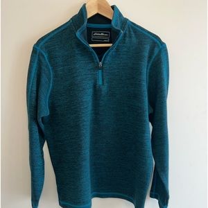 Eddie Bauer Teal 1/4 zip sweater fleece size Large.